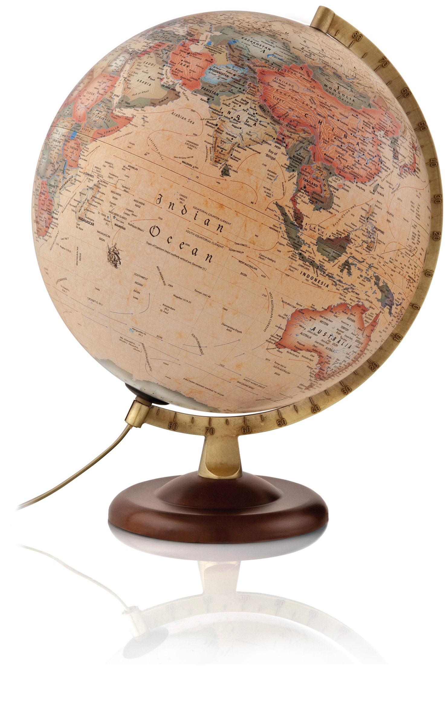 Classic A4 Antique Illuminated World Globe 30cm | map world globe shop